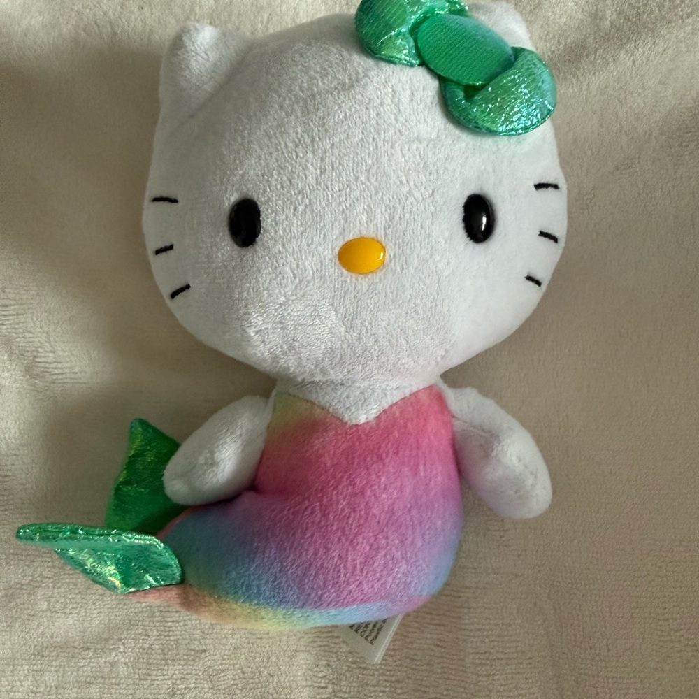 Hello Kitty Mermaid Plush Toy with Rainbow Tail